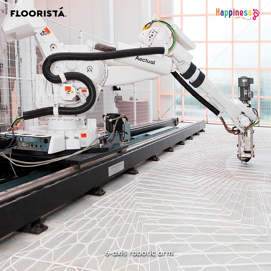 Terrazzo digital printing 3d printing พื้นพิมพ์ 3 มิติ Amsterdam Schiphol Airport แขนกล 6-axis robotic arm