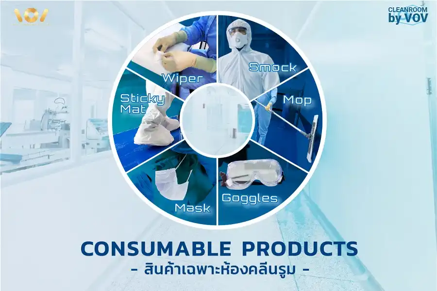 อุปกรณ์และสินค้าสิ้นเปลืองสำหรับใช้งานในห้องคลีนรูม เช่น Smock, Mask, Wiper
