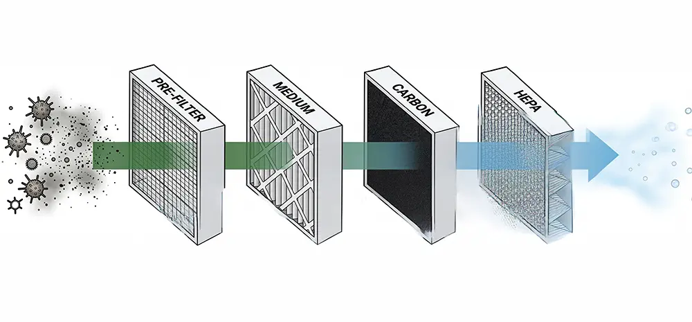 ช่างเทคนิคทำ PAO Scan Test ตรวจสอบ HEPA Filter ในห้อง Cleanroom