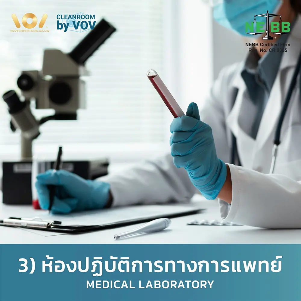 ห้องปฏิบัติการทางการแพทย์ที่มีระบบควบคุมอุณหภูมิ Cleanroom