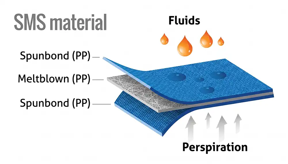 ผ้า Polypropylene ในชุด Smock คลีนรูม แสดงคุณสมบัติกันน้ำและระบายอากาศ