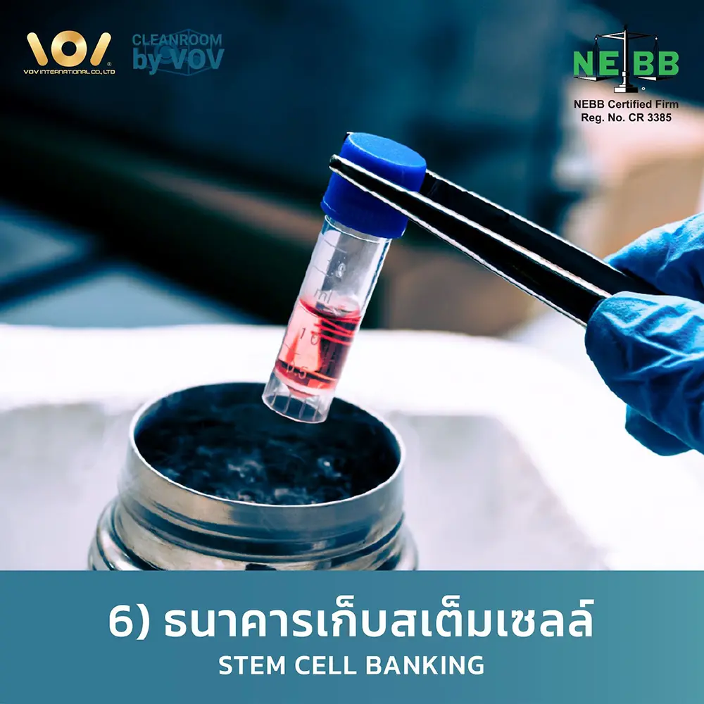 ห้อง Stem Cell Banking Cleanroom ระดับ ISO Class 5 พร้อมตู้เก็บไนโตรเจนเหลว